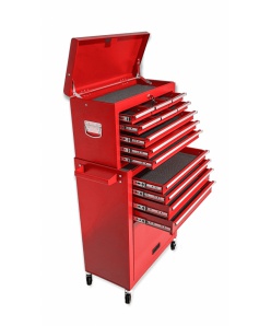 Montážní servisní dílenský vozík na nářadí 13 ZÁSUVEK červený 2 dílný