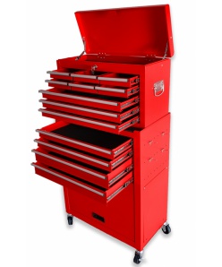 Montážní servisní dílenský vozík na nářadí 13 ZÁSUVEK červený 2 dílný