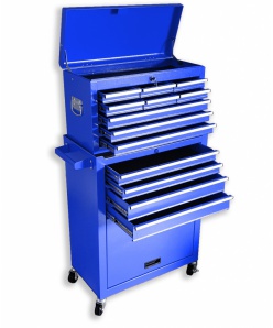 Montážní servisní dílenský vozík na nářadí 13 ZÁSUVEK modrý 2 dílný