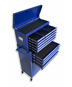Montážní servisní dílenský vozík na nářadí 13 ZÁSUVEK modrý 2 dílný