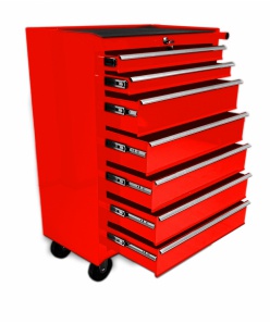 Montážní servisní dílenský vozík na nářadí 7 ZÁSUVEK - červený vyšší